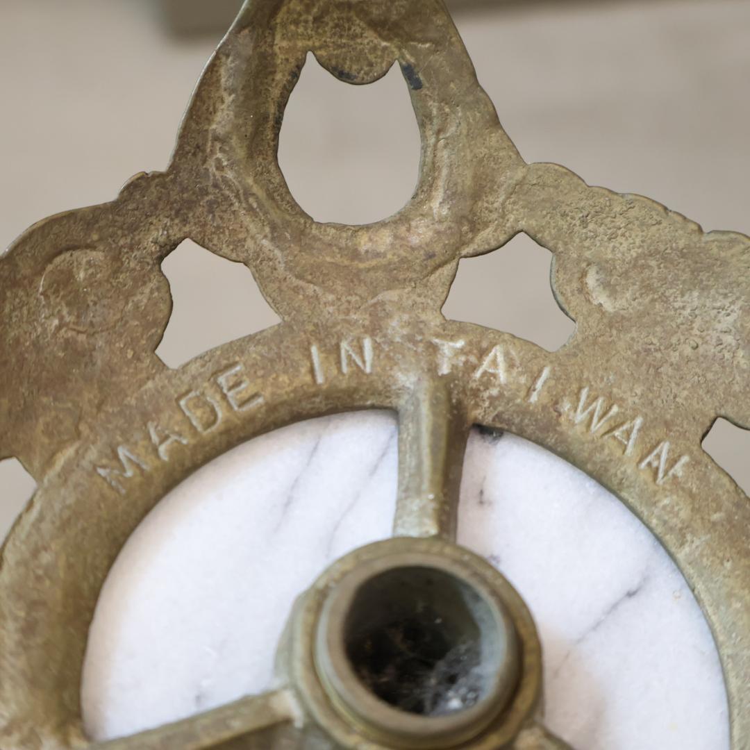 イタリア製 大理石 サイドテーブル 花台 真鍮 アンティーク調 フラワースタンド