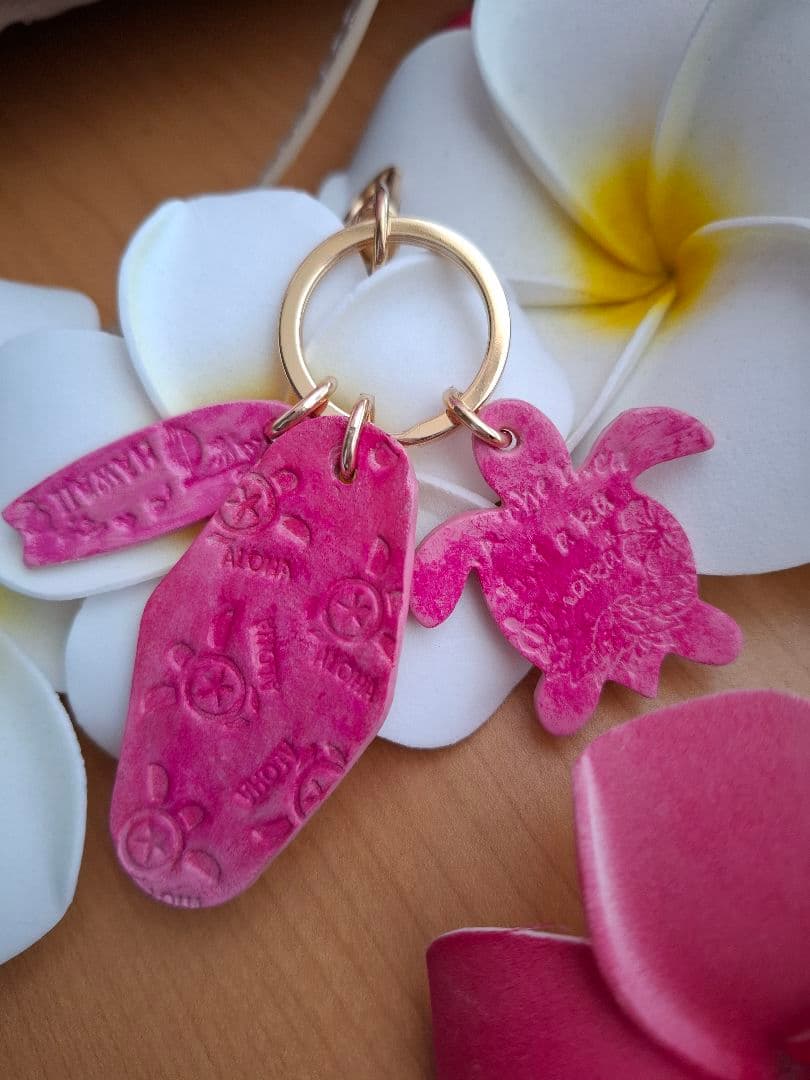 ♡ハワイアンキルト　バッグ　2WAYファスナー　ピンク　革タグチャーム♡