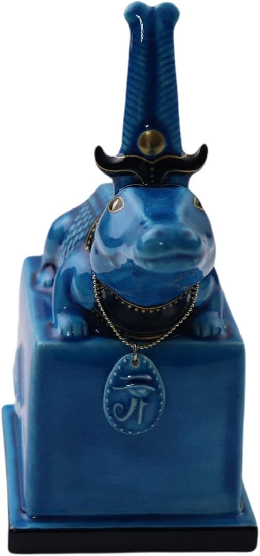 新品　幸兵衛窯 青釉オーナメント セベク 古代エジプトの神 　ペンダント付き