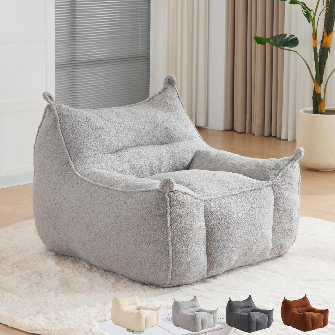 【一人掛けソファ / ライトグレー】圧縮ソファ クッションソファー ふわふわ感