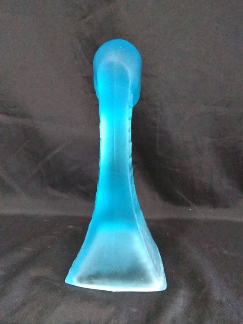 鴨　カモ　置物　オブジェ　ガラス　ブルーガラス