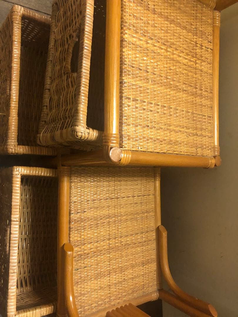 ラタン　シェルフ ハンガーラック　収納ラック　籐