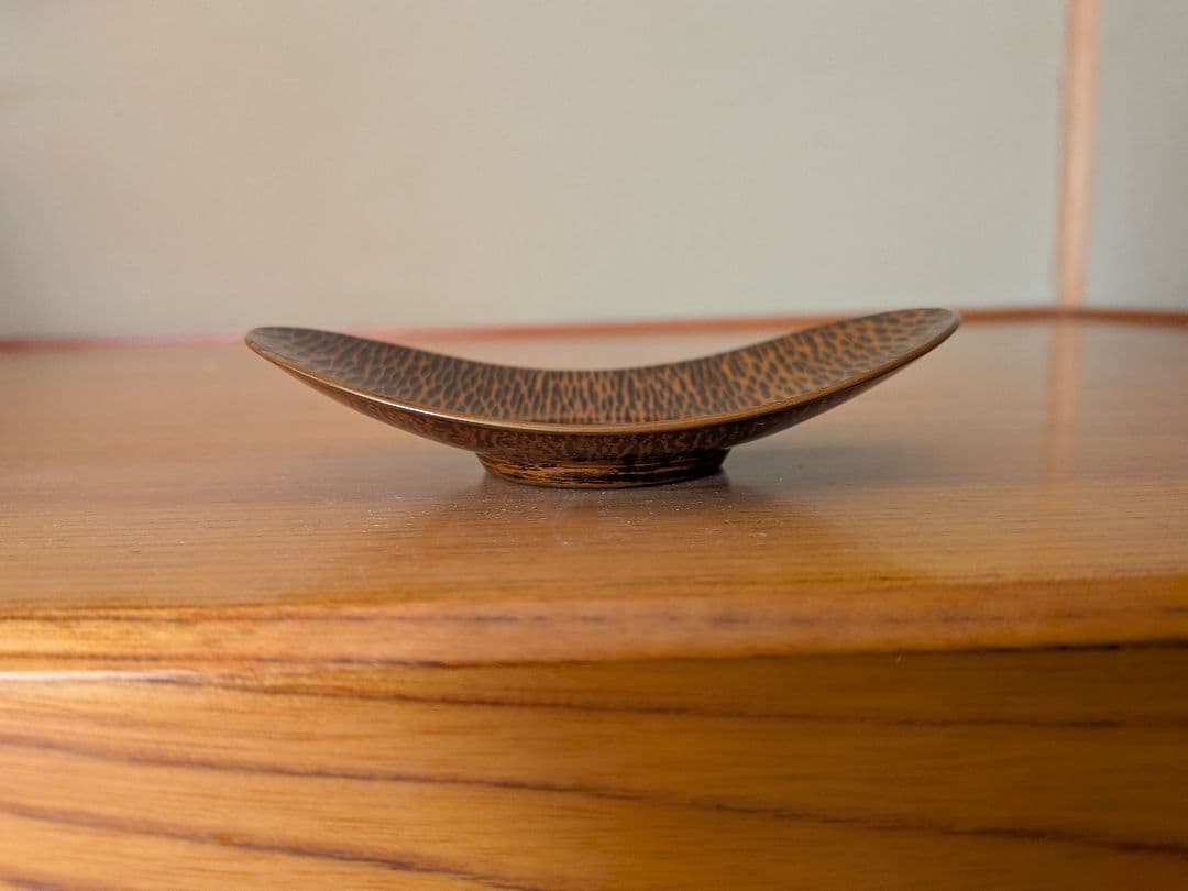 茶道具 静和堂 金谷五良三郎作 黄銅鎚目小判型 茶托 5客