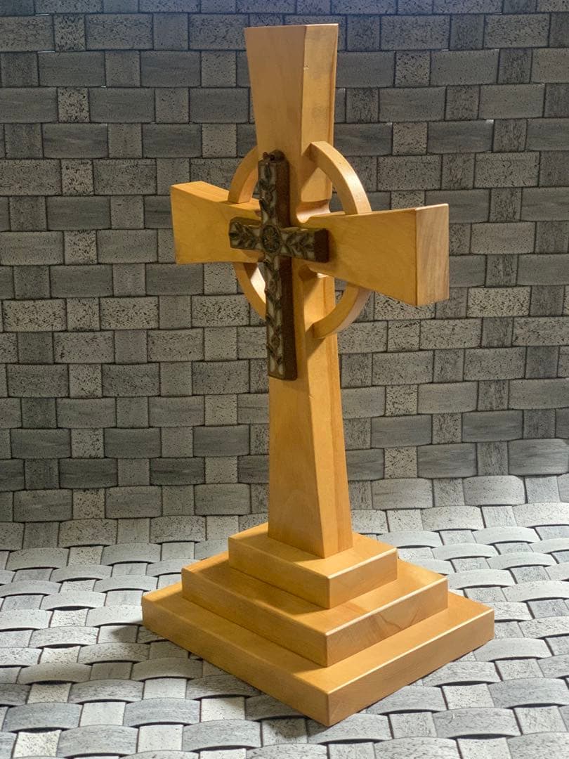 アンティーク　真鍮製クロス&三層スタンディングクロステーブル