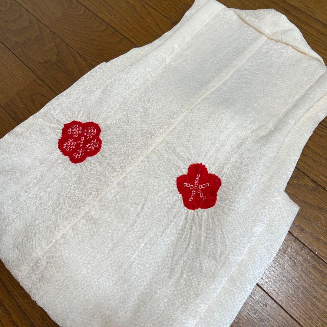 七五三用 白いベスト 赤い花　絞り（49センチ）