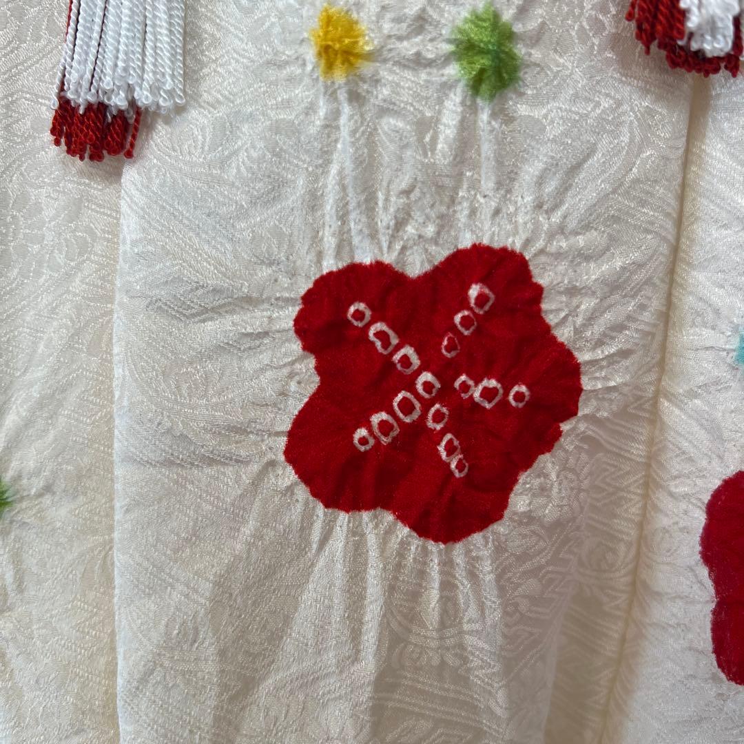 七五三用 白いベスト 赤い花　絞り（49センチ）