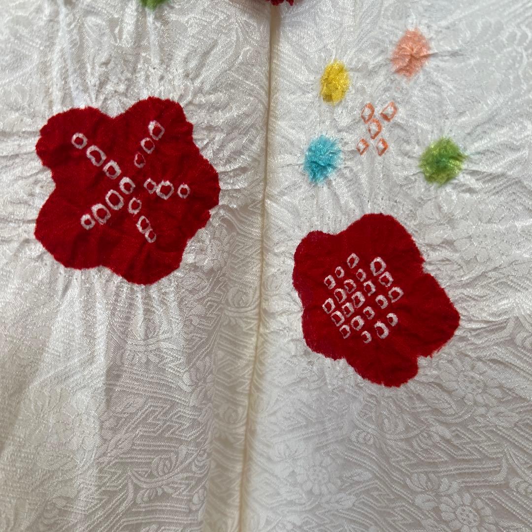 七五三用 白いベスト 赤い花　絞り（49センチ）