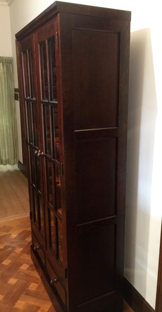 北海道民芸家具 飾り棚 本棚 ガラスキャビネット ディスプレイ棚