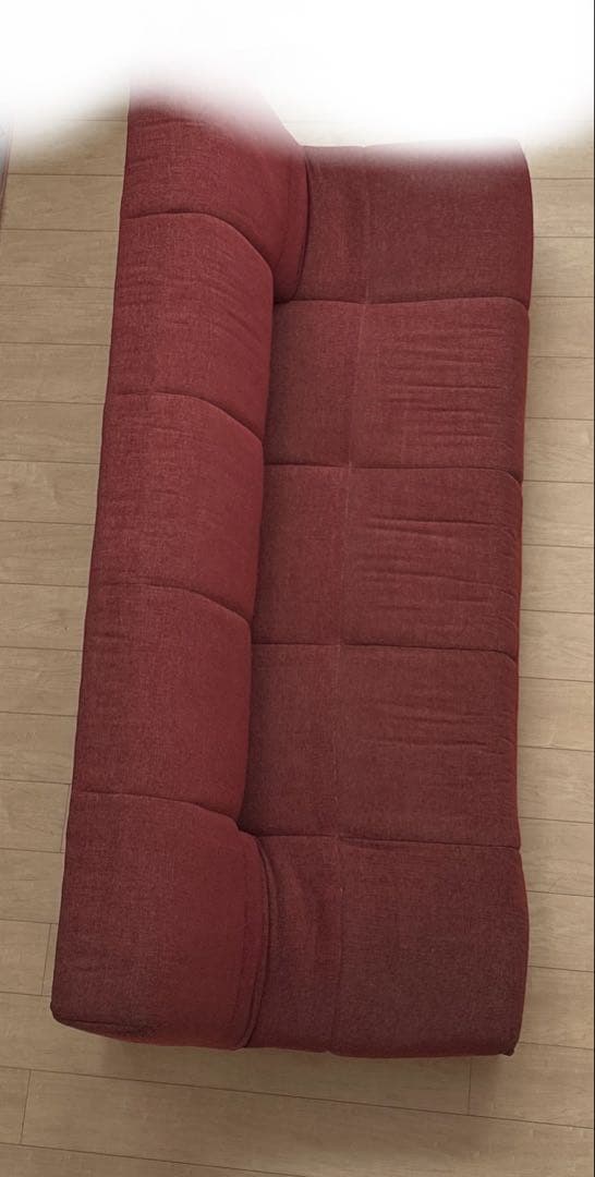赤い3人掛けソファ　ソファーベッド　リクライニング　レッド