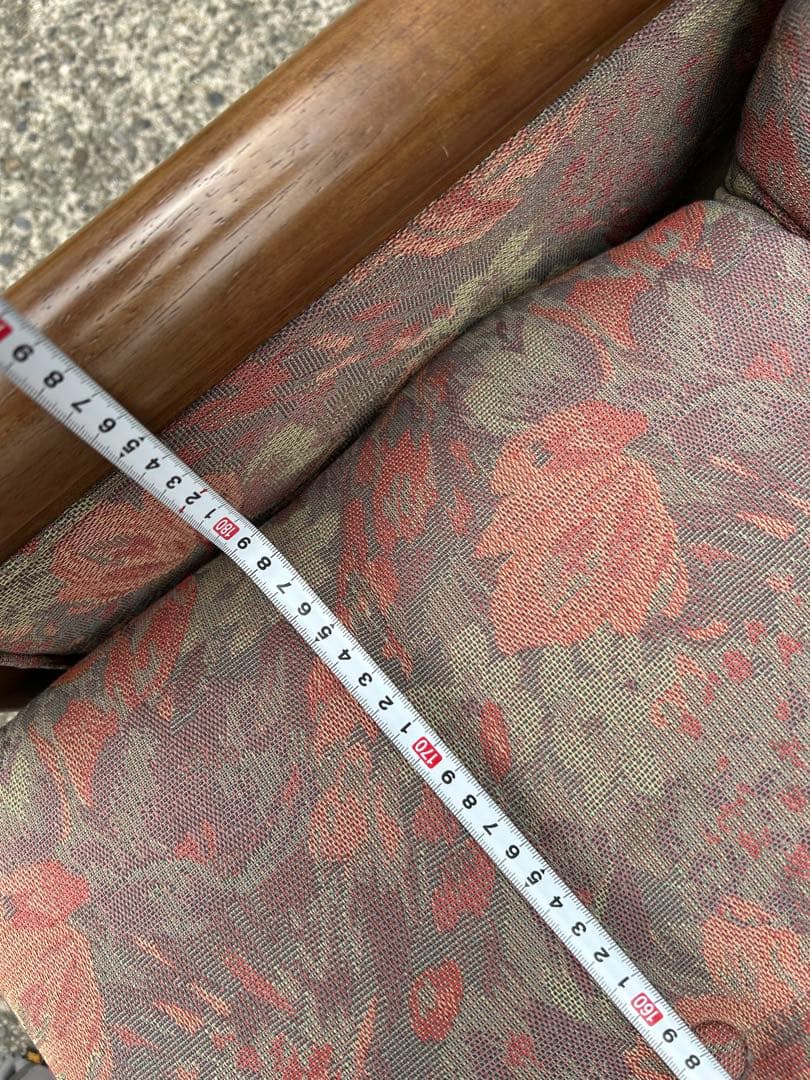 美品　カリモク　ソファベッド　花柄　3人掛け