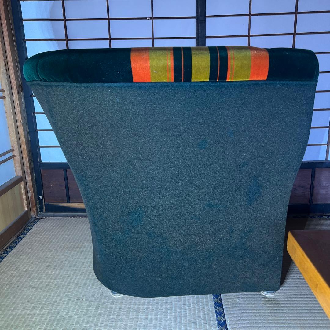 ストライプ　一人掛けソファ 緑色