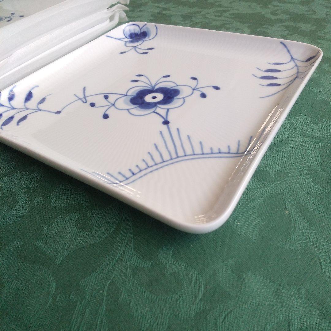 ロイヤルコペンハーゲンブルーフルーテッドメガスクエアディッシュ未使用5枚