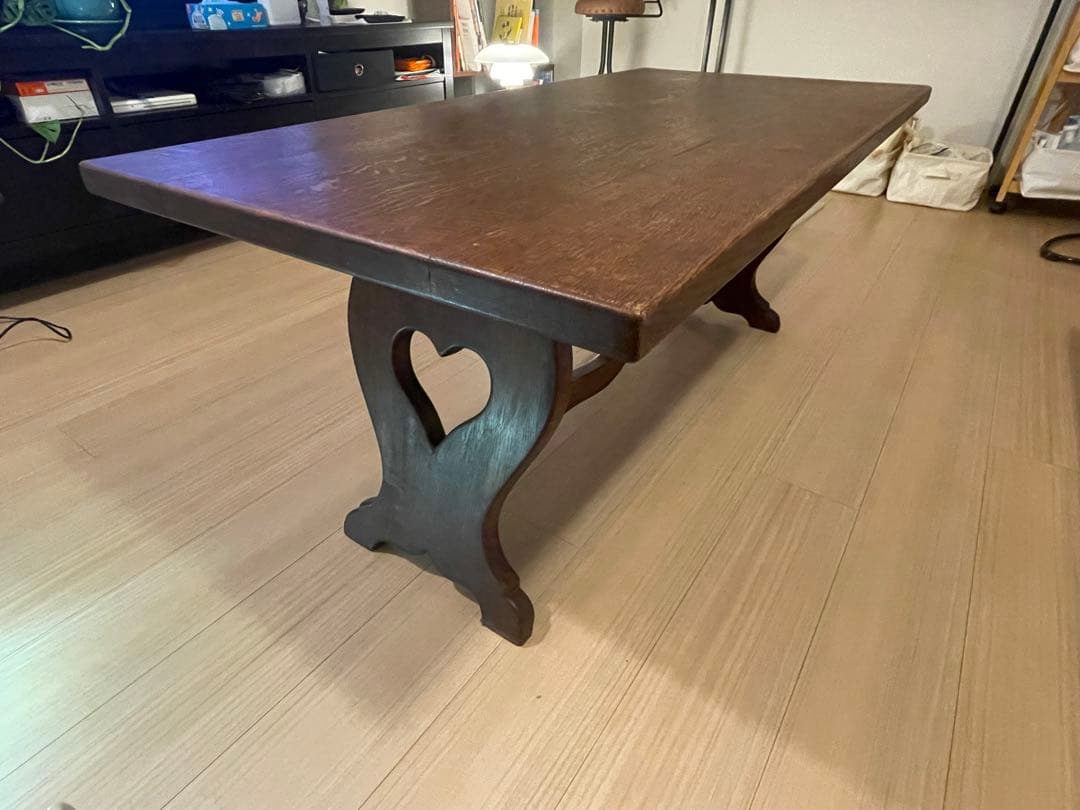 アンティーク 木製ローテーブル イギリス製 ハート脚