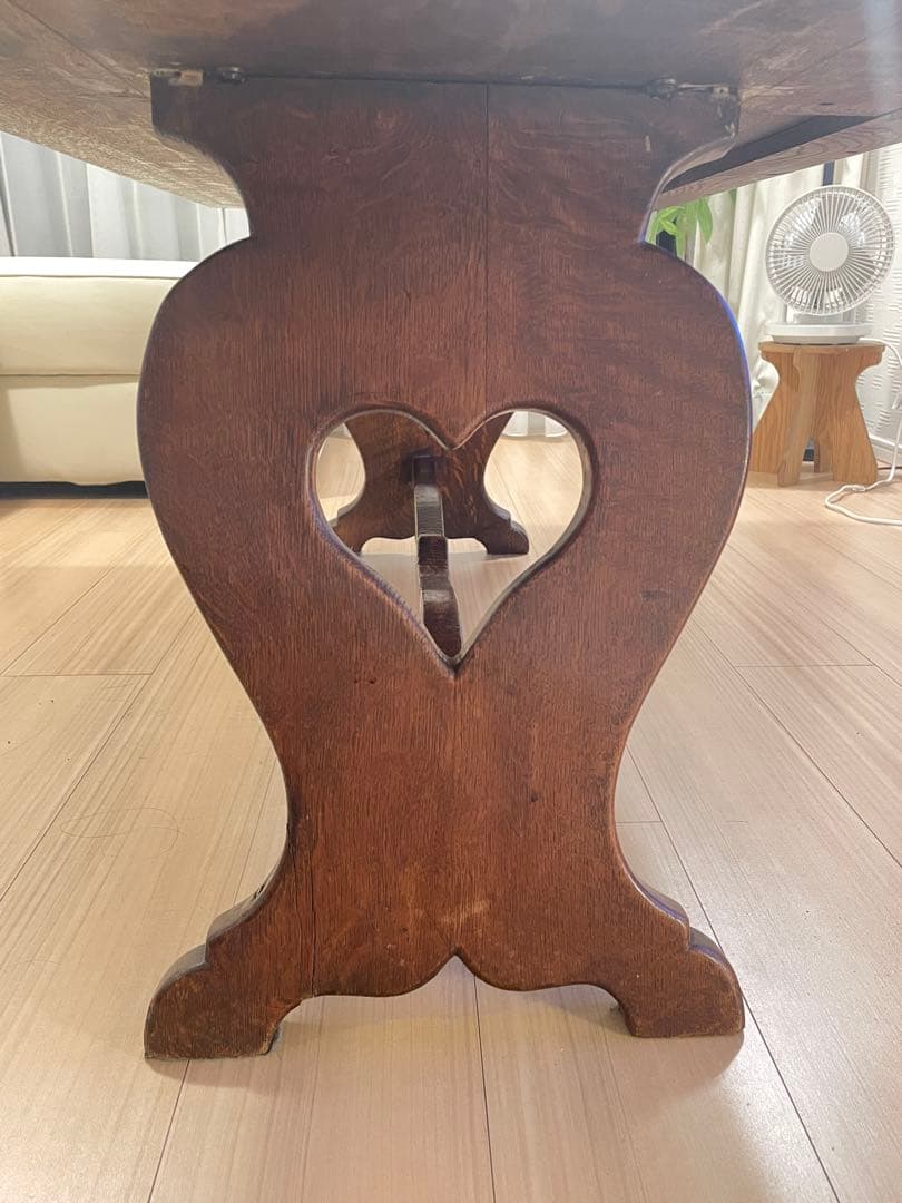 アンティーク 木製ローテーブル イギリス製 ハート脚