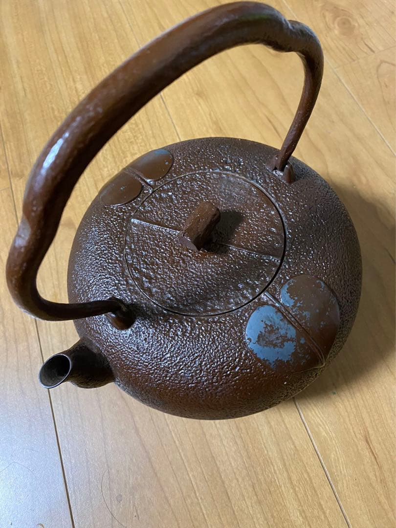 南部鉄器  鉄瓶  岩鋳赤茶壺　茶砂鉄柿葉絵 煎茶道具 急須 年代品