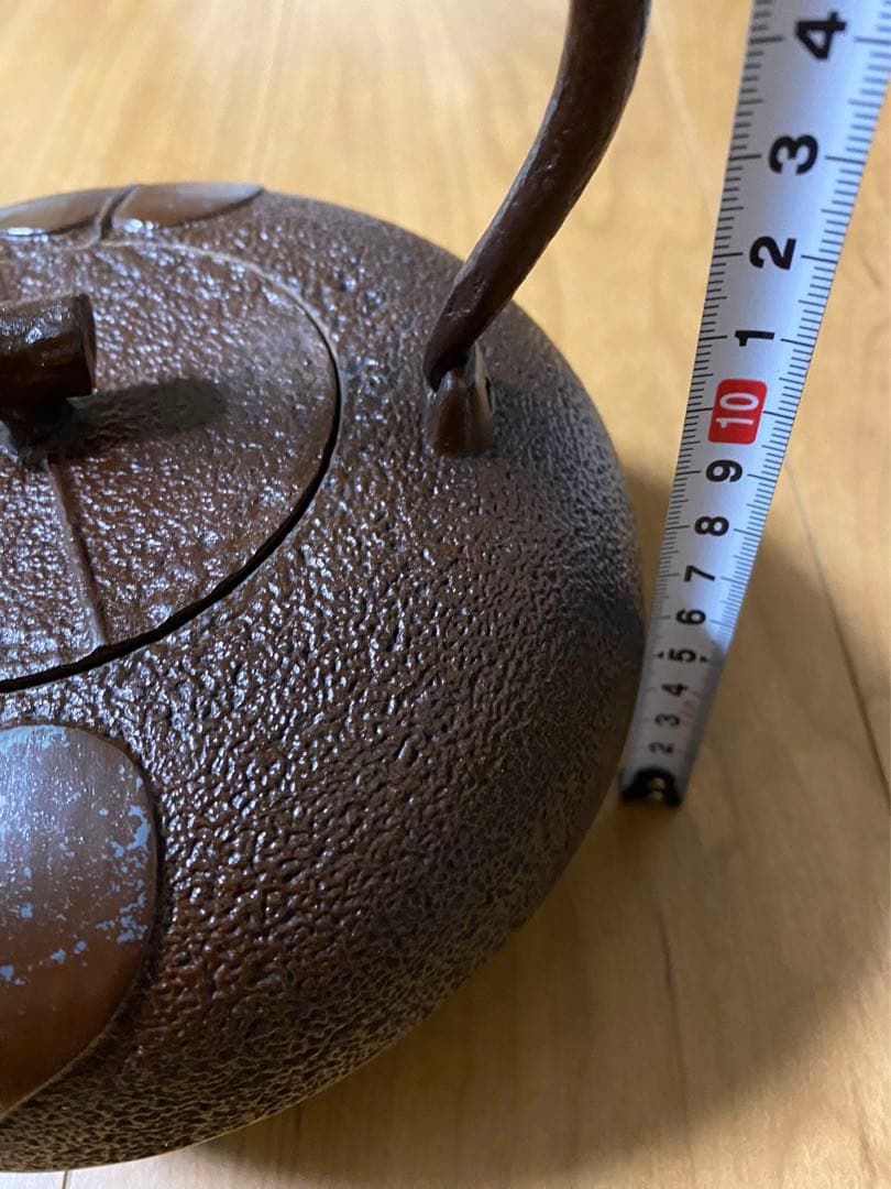 南部鉄器  鉄瓶  岩鋳赤茶壺　茶砂鉄柿葉絵 煎茶道具 急須 年代品