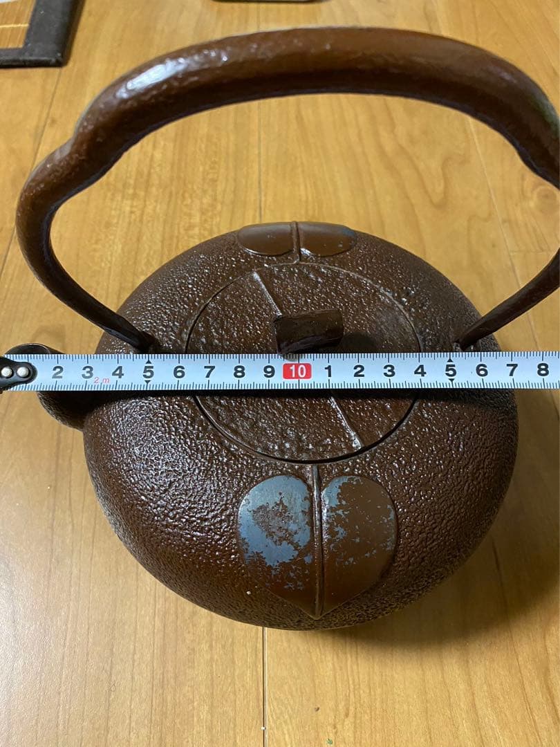 南部鉄器  鉄瓶  岩鋳赤茶壺　茶砂鉄柿葉絵 煎茶道具 急須 年代品