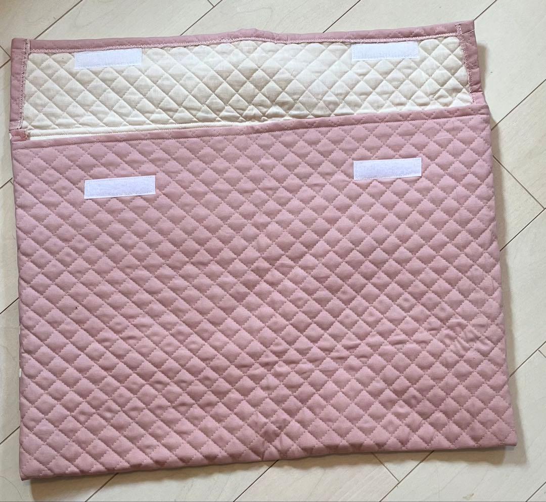 ハンドメイド 防災頭巾カバー 背もたれタイプ さくらんぼ くすみピンク