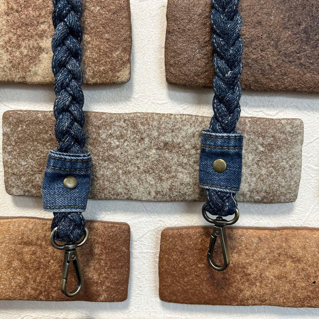 専用デニムリメイク 三つ編みショルダー紐 肩紐 ストラップ 24-155