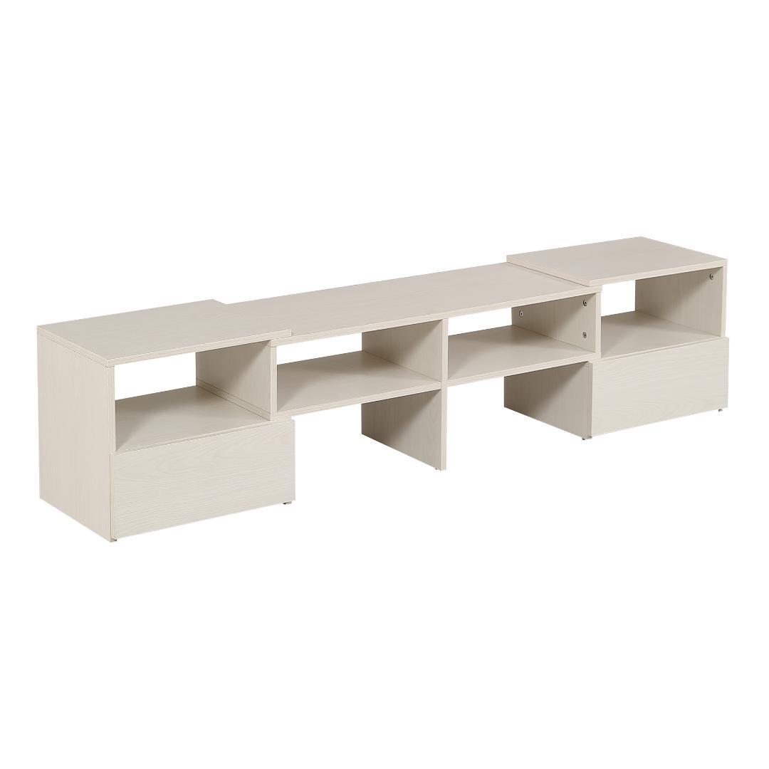 テレビ台　伸縮変化可能　大容量でしっかり収納　引き出し付き　おしゃれ　WHITE