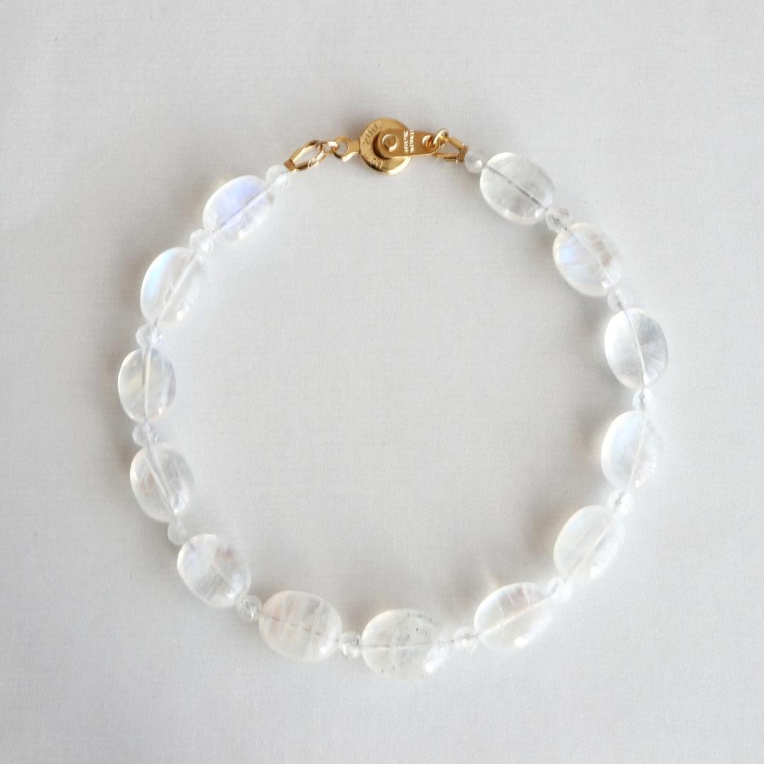 レインボームーンストーン 1連 ニューホック ブレスレット Ⅱ *天然石