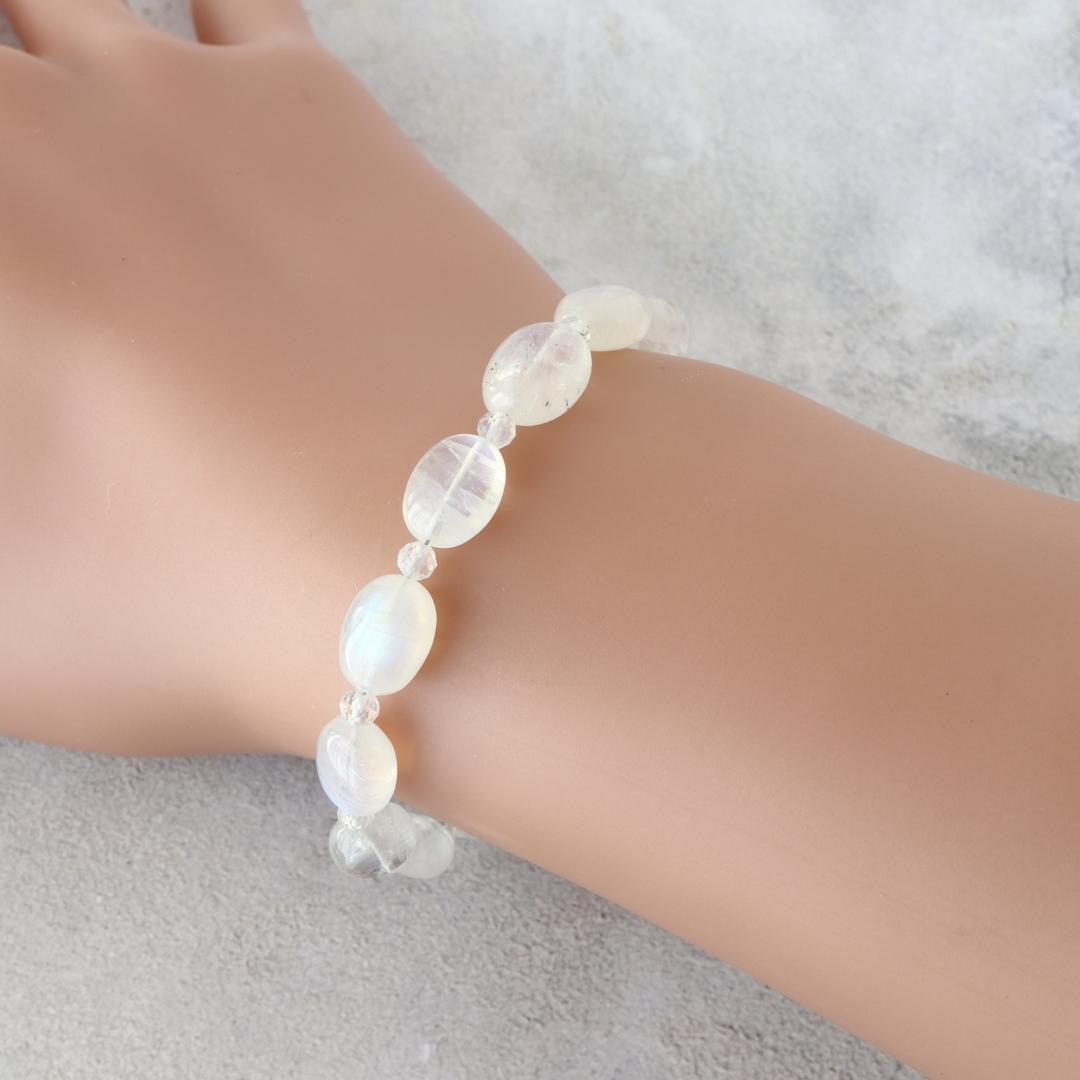 レインボームーンストーン 1連 ニューホック ブレスレット Ⅱ *天然石