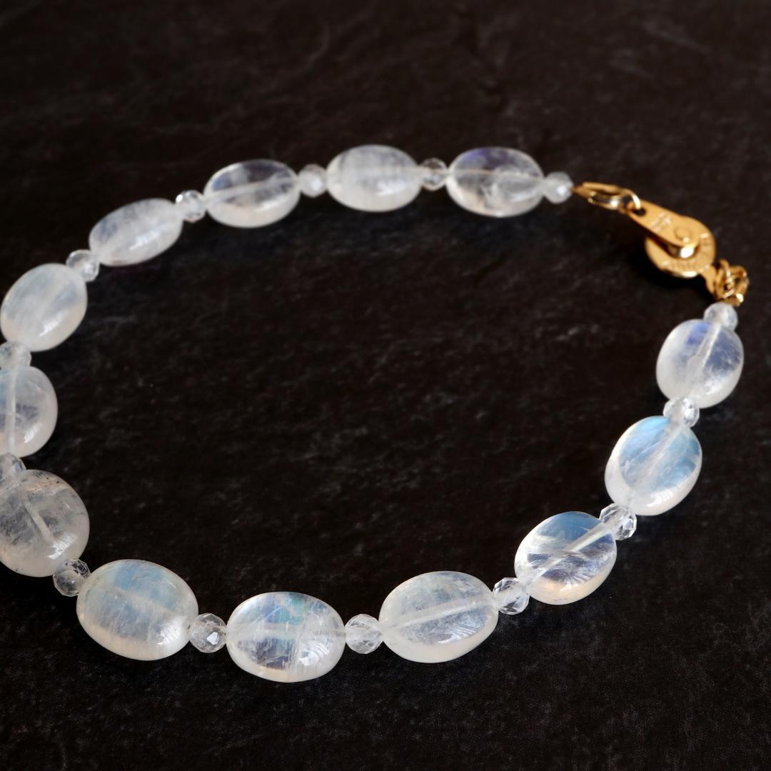 レインボームーンストーン 1連 ニューホック ブレスレット Ⅱ *天然石
