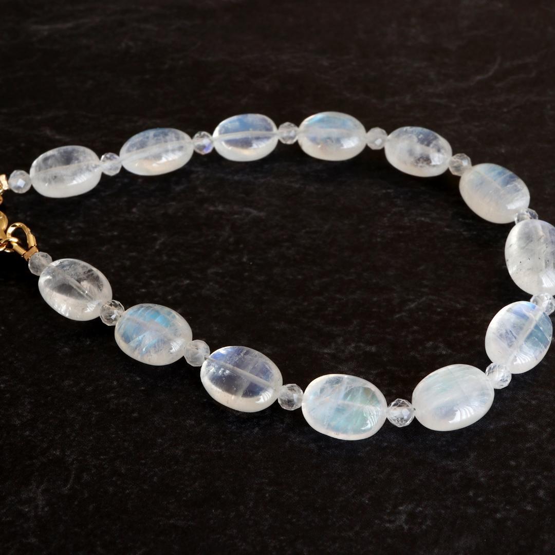 レインボームーンストーン 1連 ニューホック ブレスレット Ⅱ *天然石