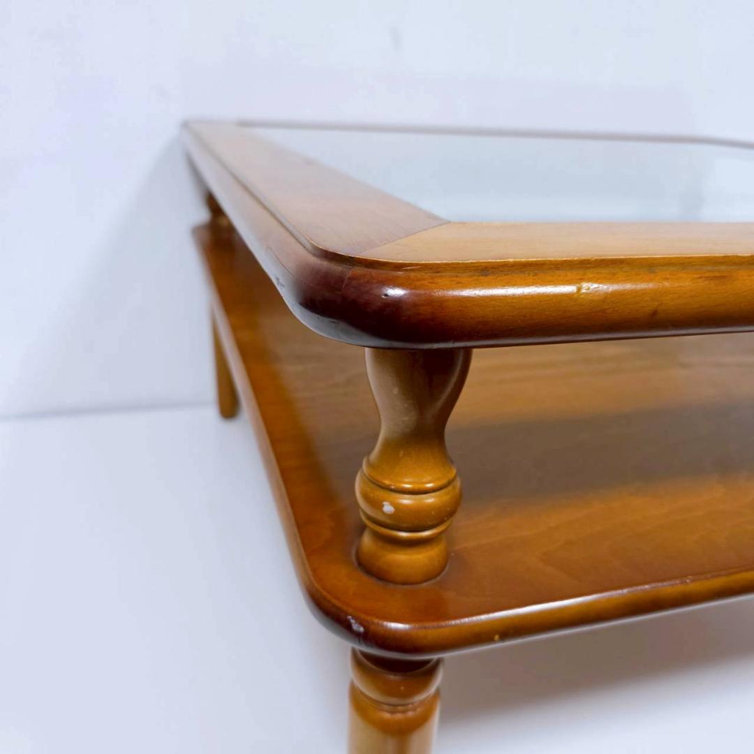 コロニアルデザイン 木製ガラステーブル コーヒーテーブル 昭和レトロ