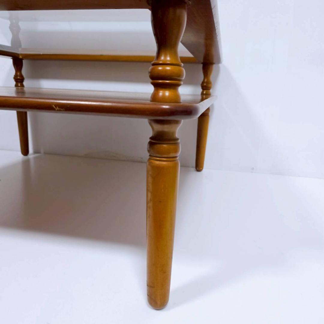 コロニアルデザイン 木製ガラステーブル コーヒーテーブル 昭和レトロ