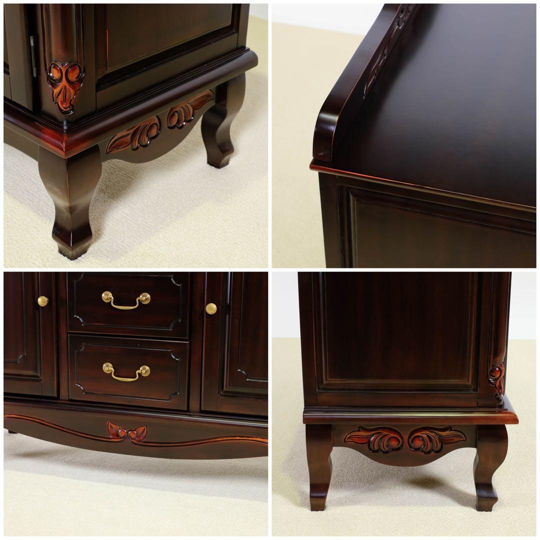 D新品 アンティーク調 キャビネット 110 リビング収納 本棚 食器棚 ボード