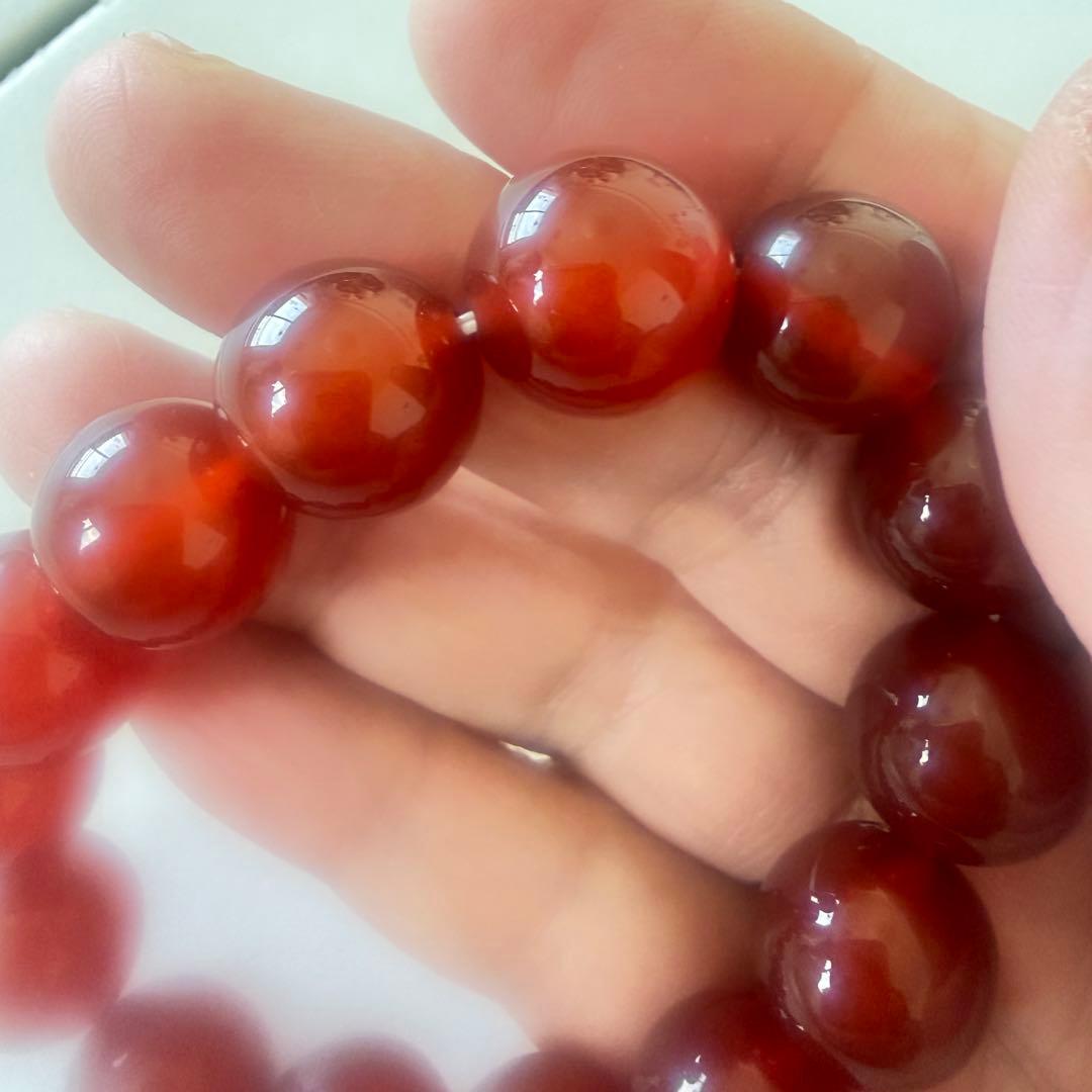 レッドアゲート　天然石 ブレスレット 14.4mm 健康up 高品質