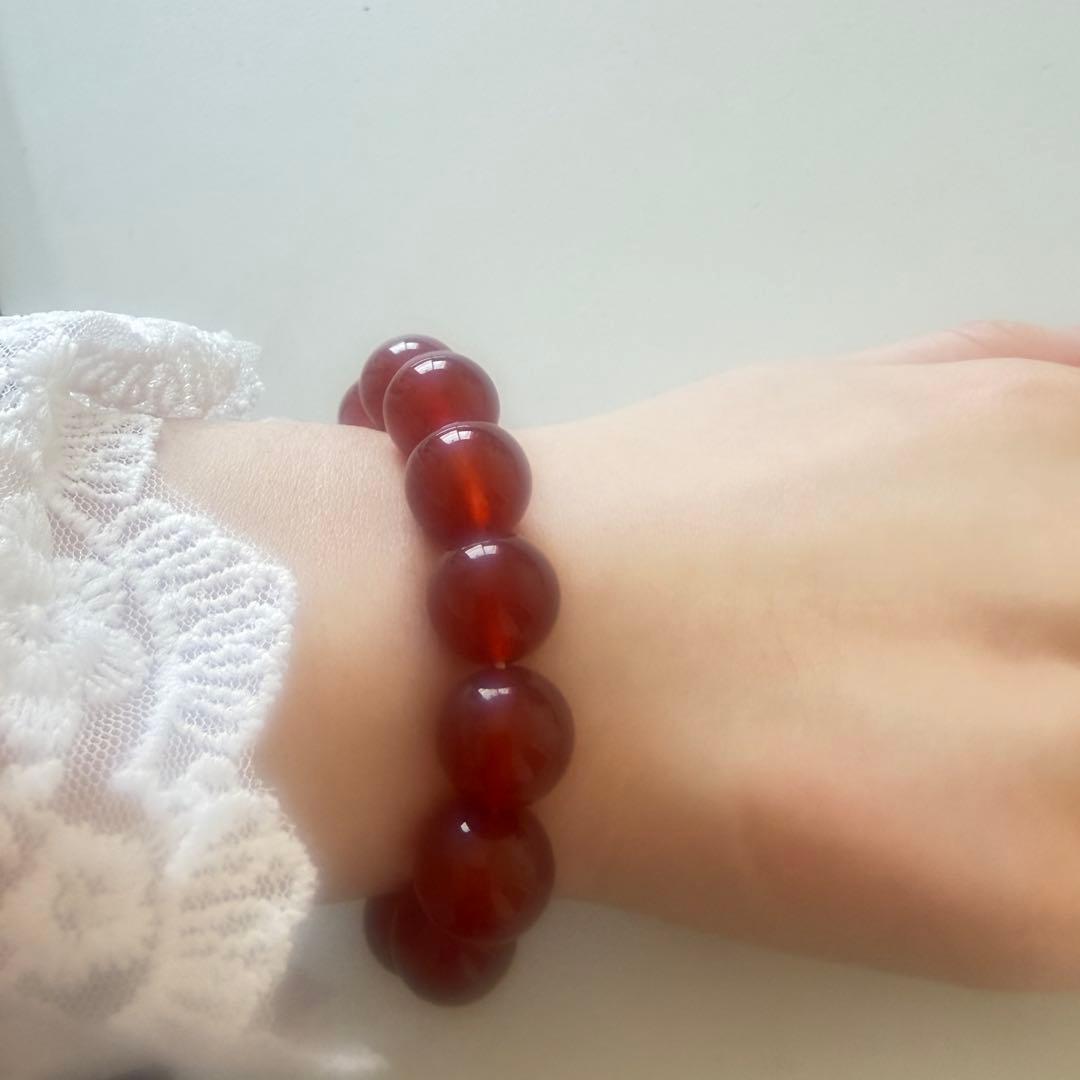 レッドアゲート　天然石 ブレスレット 14.4mm 健康up 高品質