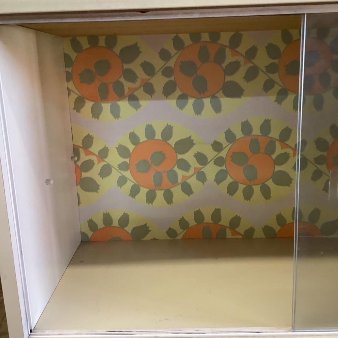 昭和レトロ 食器棚 ガラスキャビネット ガラス棚 レトロポップ