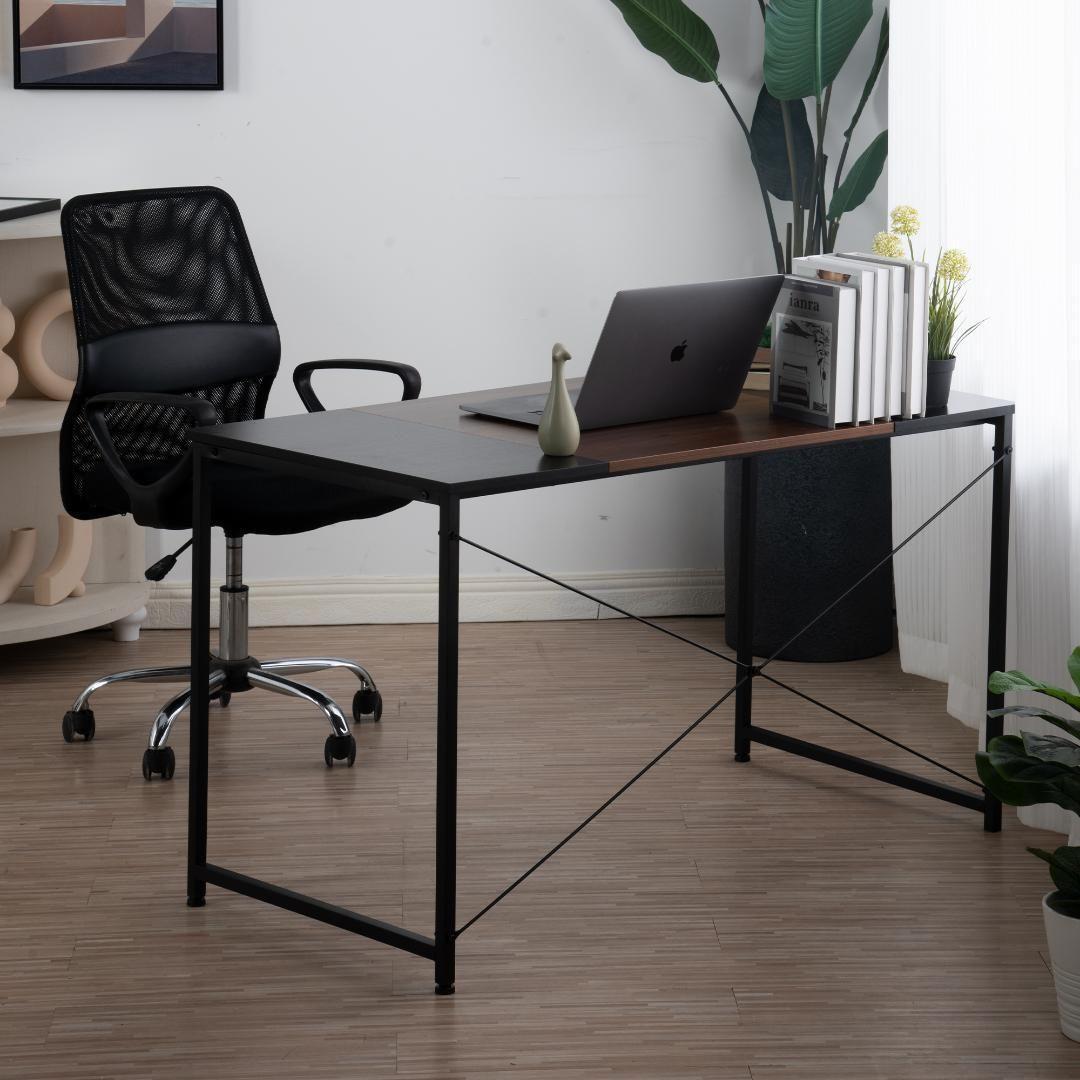 【2個セット】【ブラック+ラスティック】パソコンデスクシンプル極簡易デスク木製机