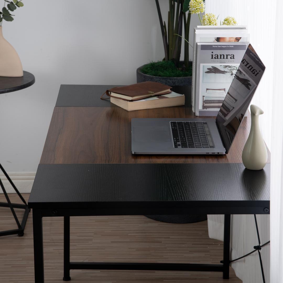 【2個セット】【ブラック+ラスティック】パソコンデスクシンプル極簡易デスク木製机