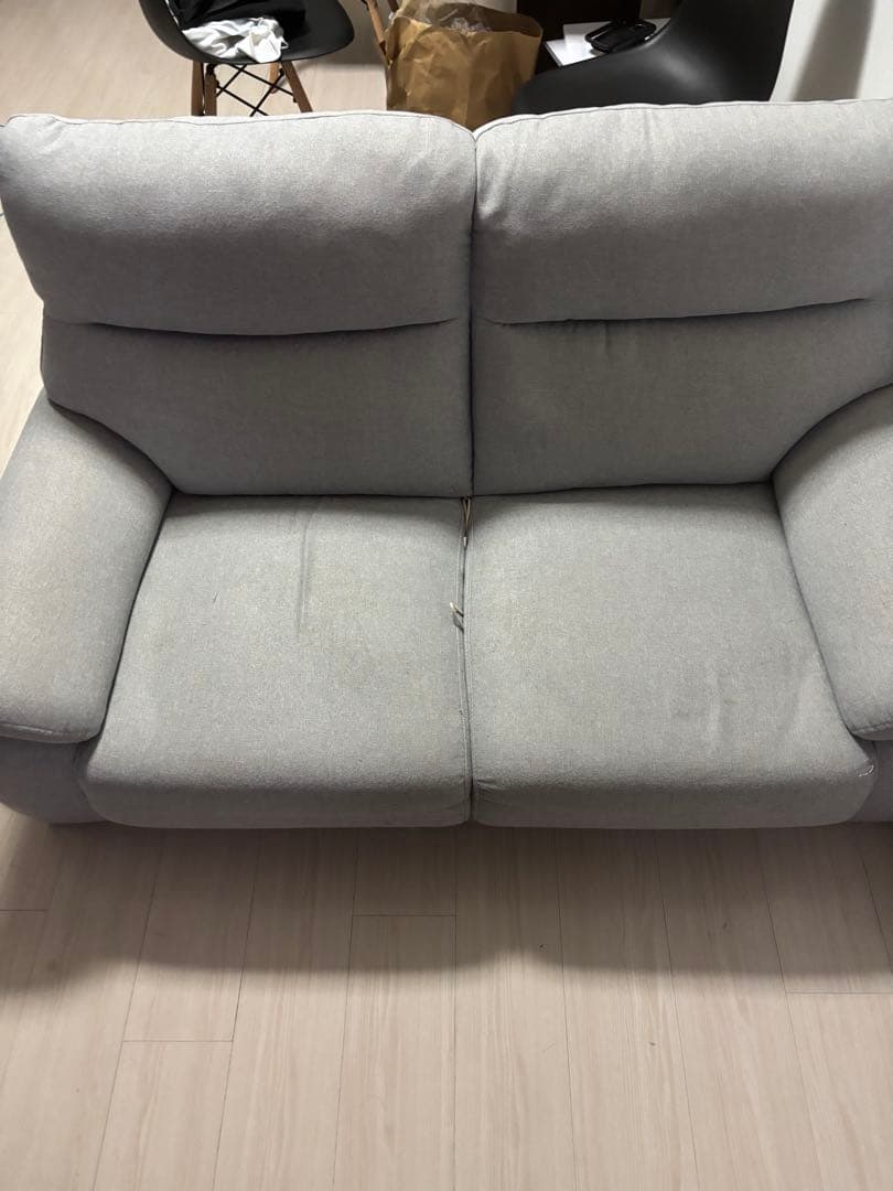 グレー ファブリック 2人掛けソファMK02 KD MO