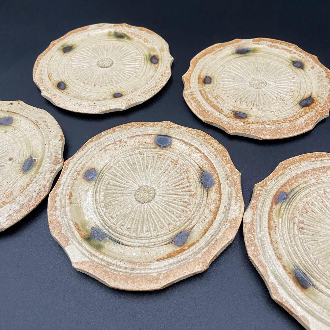 黄瀬戸銘々皿 加藤仁 志野阜陶房 5枚セット 小皿 共箱