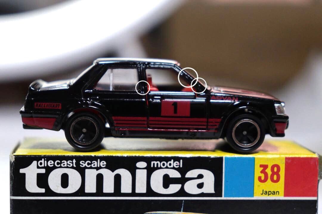 日本製　トミカ　三菱　ランサー　ターボ　アドバン　黒箱　NO.38