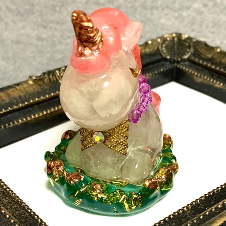 オルゴナイト　ユニコーン　リボン　〜台座付き〜