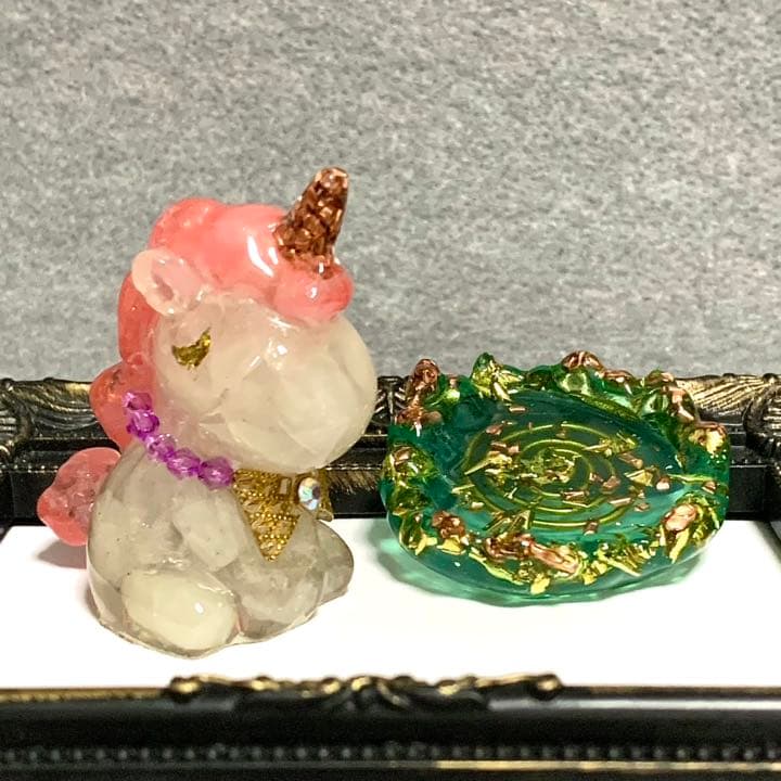 オルゴナイト　ユニコーン　リボン　〜台座付き〜