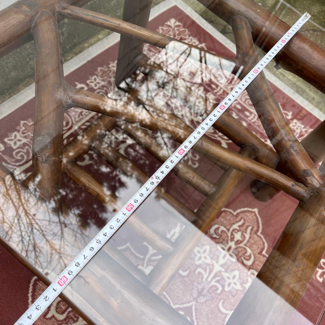 古家具ビンテージ品◾️ガラス天板 スクエア型 サイドテーブル コーヒーテーブル