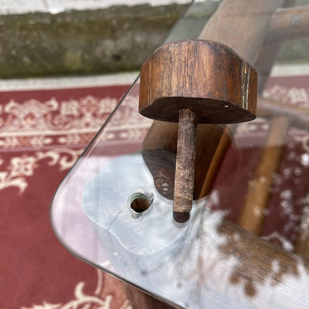 古家具ビンテージ品◾️ガラス天板 スクエア型 サイドテーブル コーヒーテーブル