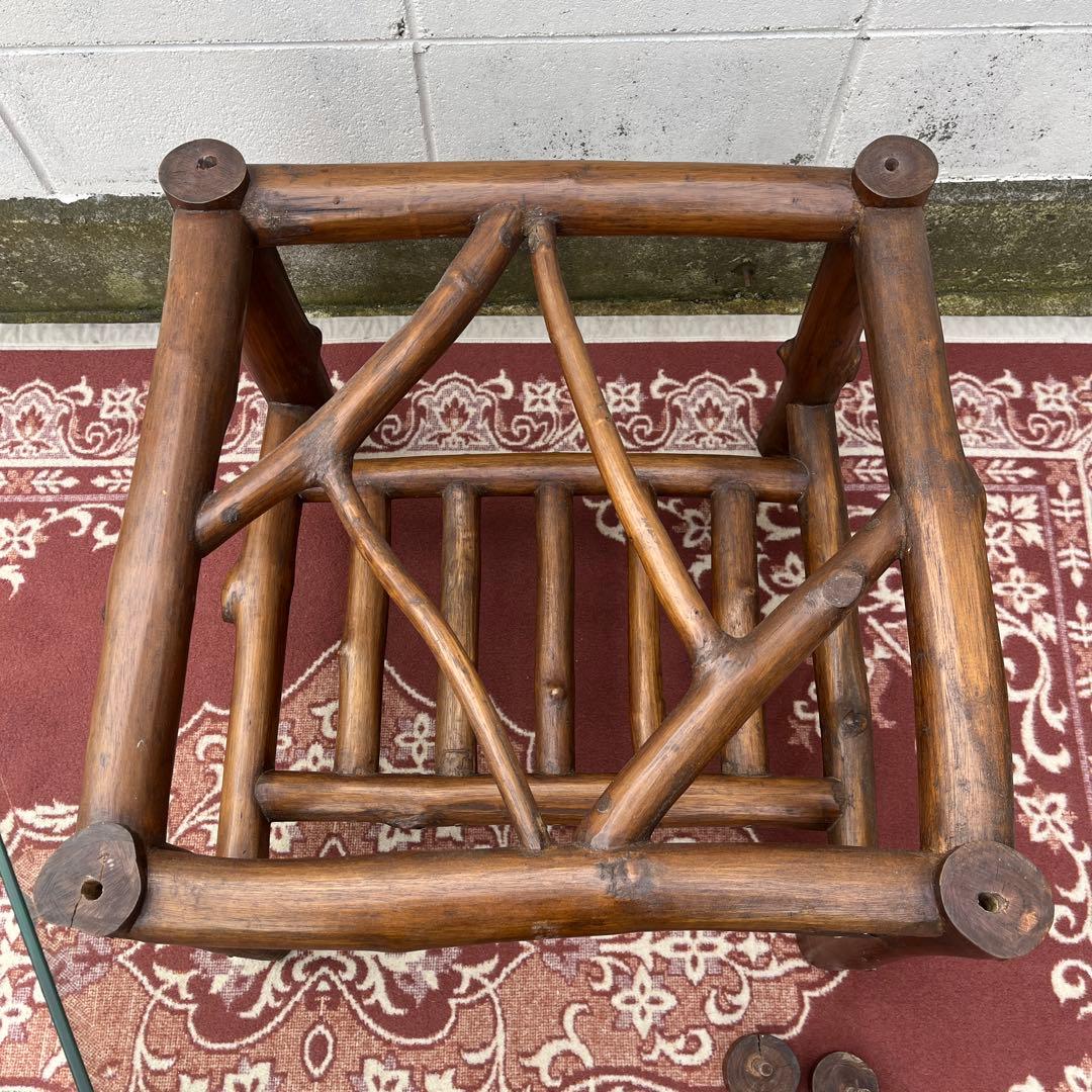 古家具ビンテージ品◾️ガラス天板 スクエア型 サイドテーブル コーヒーテーブル