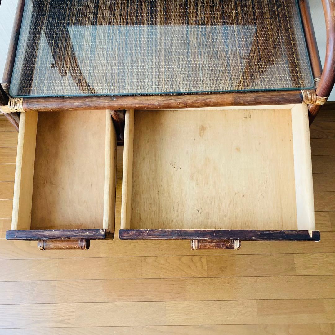 ヴィンテージ レトロ ラタン ミラー付きドレッサー アーチ型ドレッサー・鏡台