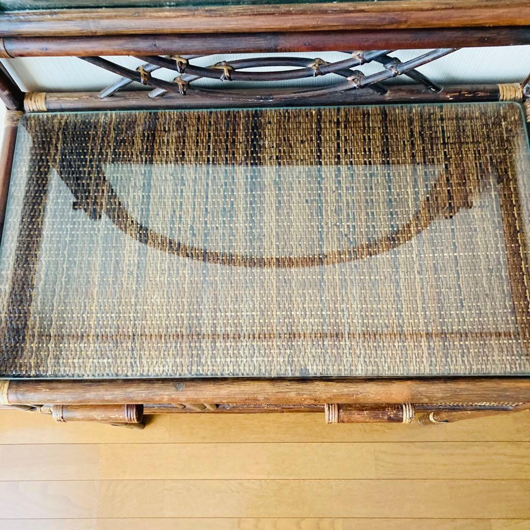 ヴィンテージ レトロ ラタン ミラー付きドレッサー アーチ型ドレッサー・鏡台