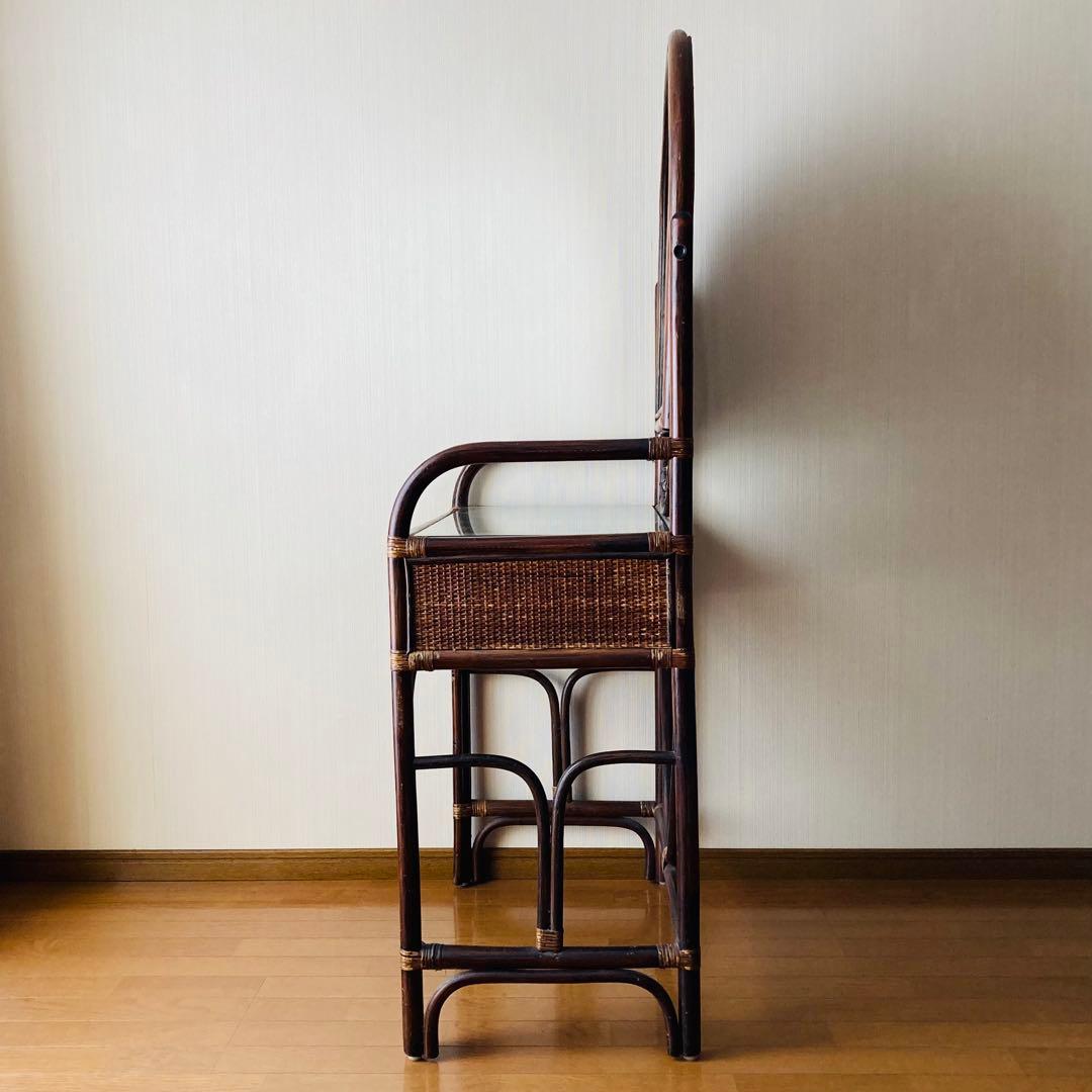 ヴィンテージ レトロ ラタン ミラー付きドレッサー アーチ型ドレッサー・鏡台