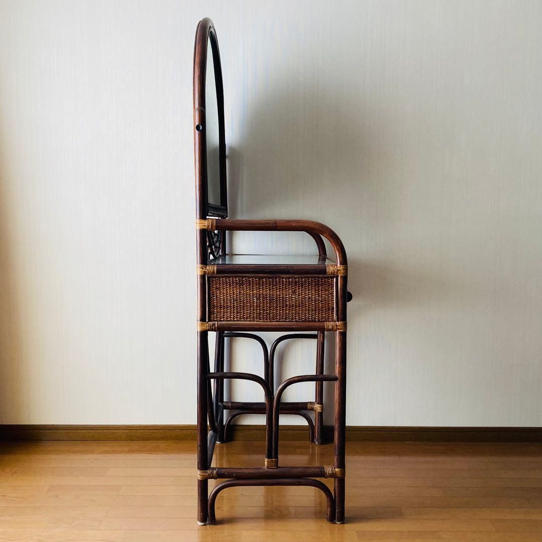 ヴィンテージ レトロ ラタン ミラー付きドレッサー アーチ型ドレッサー・鏡台