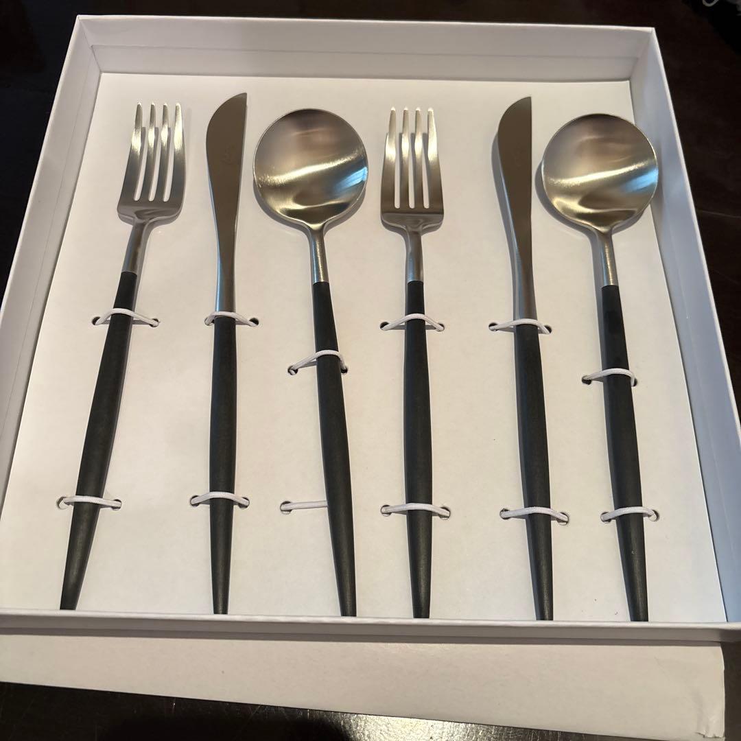 Cutipol クチポール GOA シルバー×ブラック ディナー 6本セット