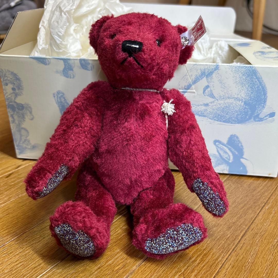 シュタイフ　限定品　白タグ　ルビー スワロフスキー テディベア